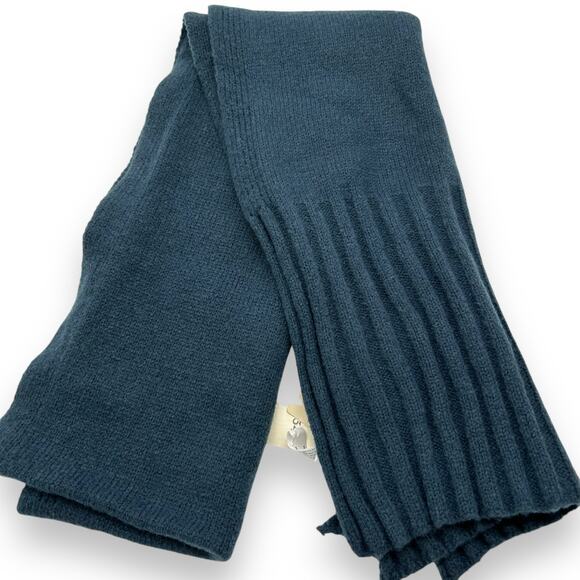 NEW On 34th Wide Ribbed Solid Knit Scarf Navy Blue Winter Wrap Textured - Picture 3 of 9